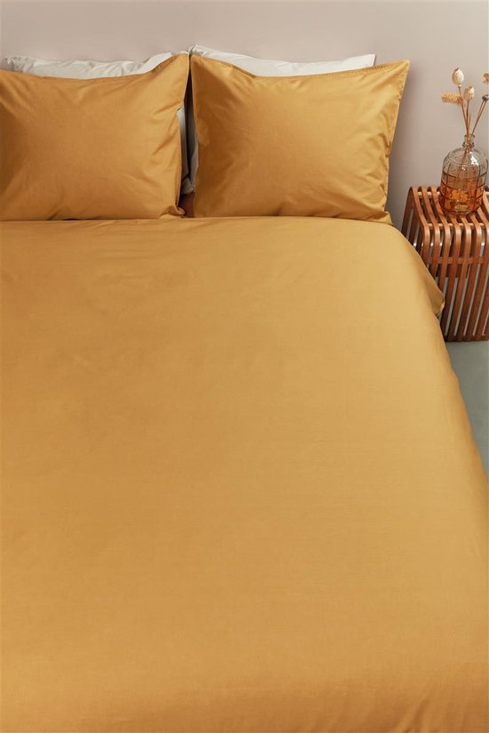 Ambiante Cotton Uni dekbedovertrek - Effen - Tweepersoons - 200x200/220 - Oker van Ambiante — afbeelding 4
