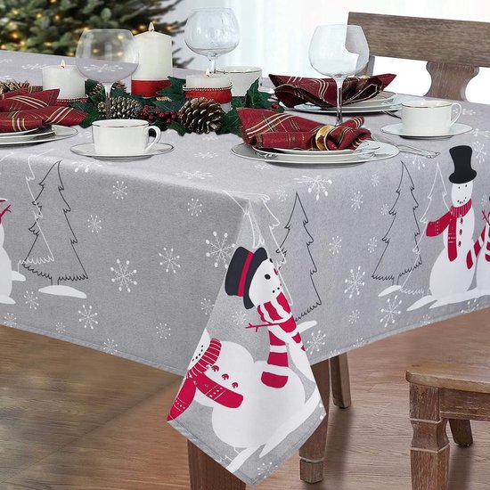 Nappe de Noël grise lavable anti-salissure imperméable effet lotus  protection de table... | bol