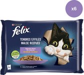 Felix Tender Strips - nourriture pour chat - sélection en gelée - viande et poisson - 340g x 6