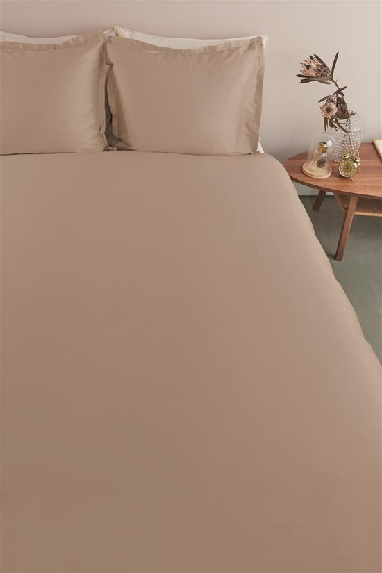 Ambiante Satin Uni dekbedovertrek - Eenpersoons - 140x200/220 - Taupe van Merkloos — afbeelding 4