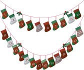 Adventskalender om te vullen, 24 ophangen, kerstkalender, ketting, vilt, zakjes met kunstmatig hulst, kinderen, kerstdecoratie, kous (15 x 10 cm)