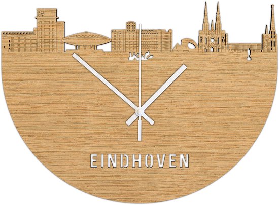 Skyline Klok Eindhoven Eiken Hout Wanddecoratie Voor Aan De Muur City Shapes