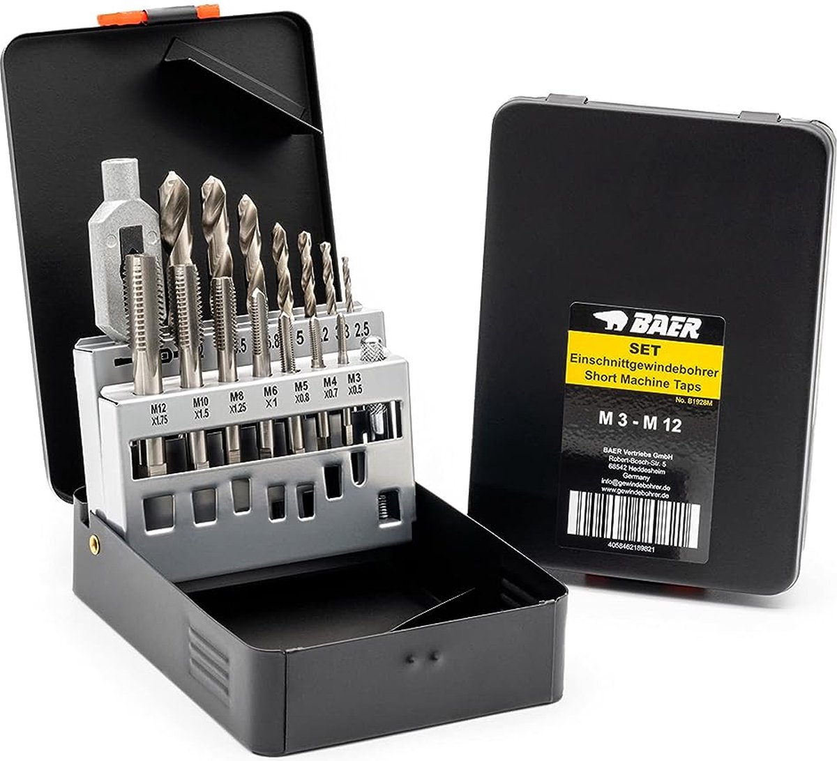 BAER Jeu De 3 Tarauds Manuels M5 X 0.8 Mm HSSG - Précision Allemande Pour Filetage Parfait