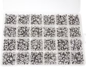 Kralendoos - Letterkralen Medeklinkers (7 x 3.5 mm) Silver-Black (72 kralen per letter)