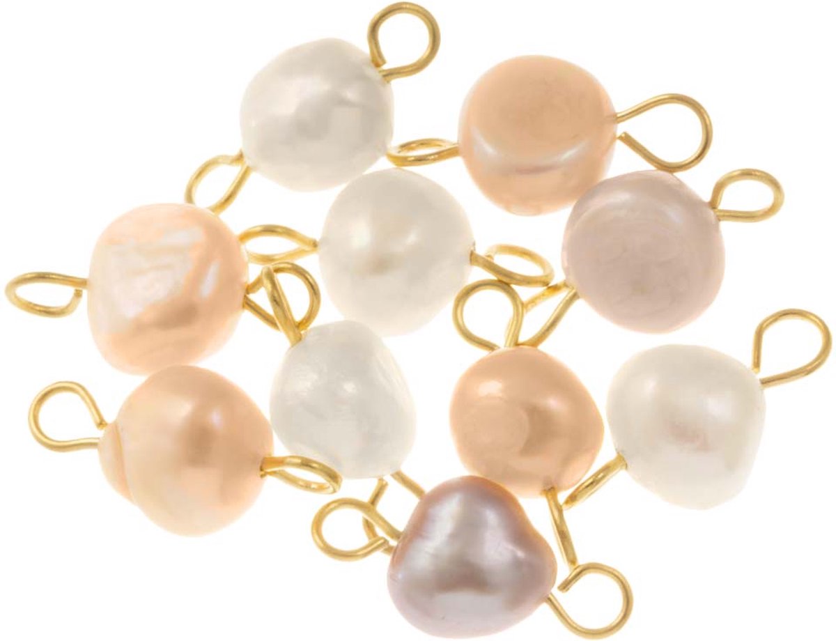 Tussenstuk Zoetwaterparel (14 - 15 x 6.5 - 8 mm) Mix Color-Goud (10 Stuks)