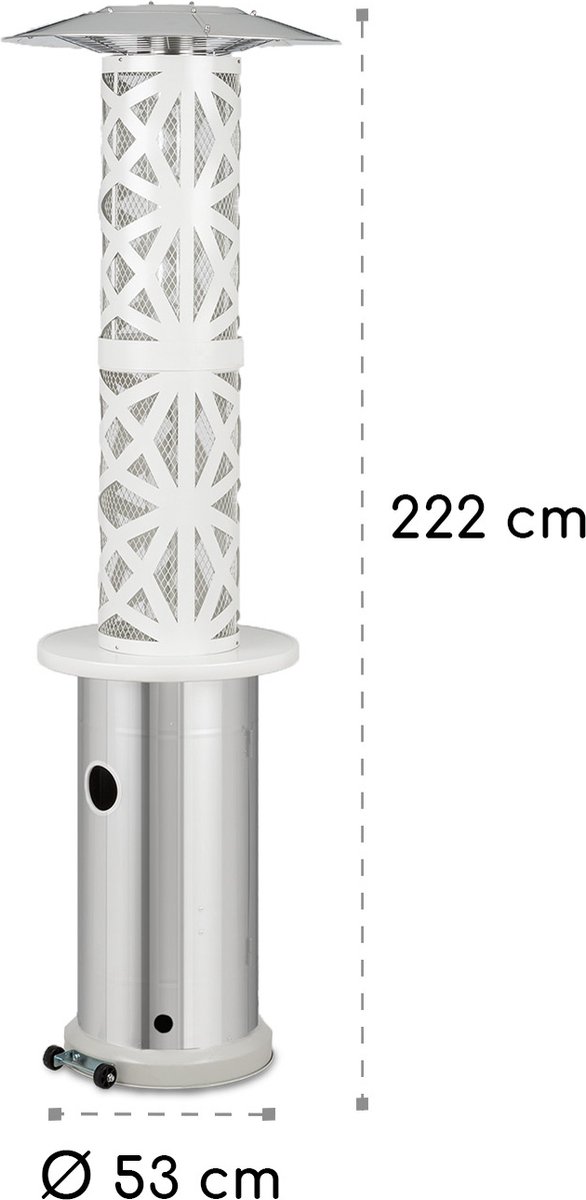Blumfeldt Terrasverwarmer, Outdoor Gasheater, Gas Terrasheater voor Terras, Tuin & Balkon, Terrasverwarmer met elektrische Ontsteking, 360° Vlamzicht, Gasverwarming met Wielen - RVS - Op Wieltjes - Patio Heater - Buitenverwarmer – foto 5
