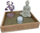 Relax plateau Boeddha met geluksboom - Boeddha meditatie - Geluk boom - theelicht met lichtje - Geluk boom - Edelsteen boom