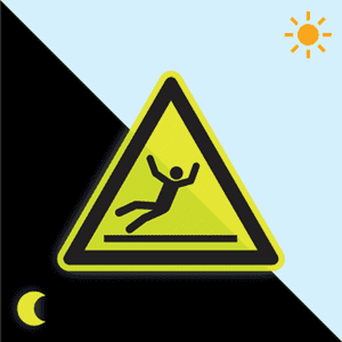 Extra lichtgevende waarschuwingssticker uitglijden - W011 200 mm