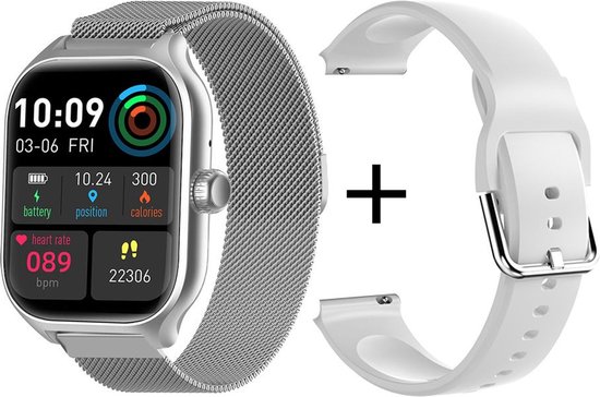 Tijdspeeltgeenrol smartwatch GT4- Stappenteller - Horloge Dames/Heren – HD Touchscreen - Activity Tracker & Hartslagmeter - Sporthorloge - Grijs