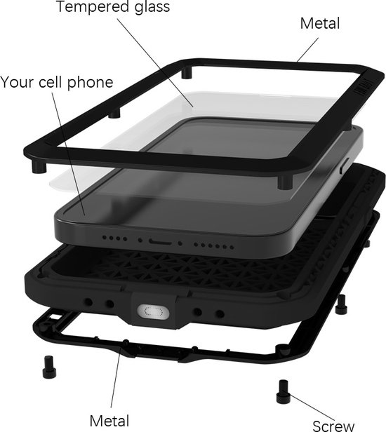 Coque pour iPhone 15 Plus – Love Mei – Coque de Protection Extreme en métal – Gris argenté – Coque de téléphone portable – Coque de téléphone adaptée pour iPhone 15 Plus