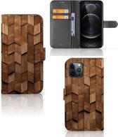 Book Style Case Geschikt voor iPhone12 Pro Max Wooden Cubes