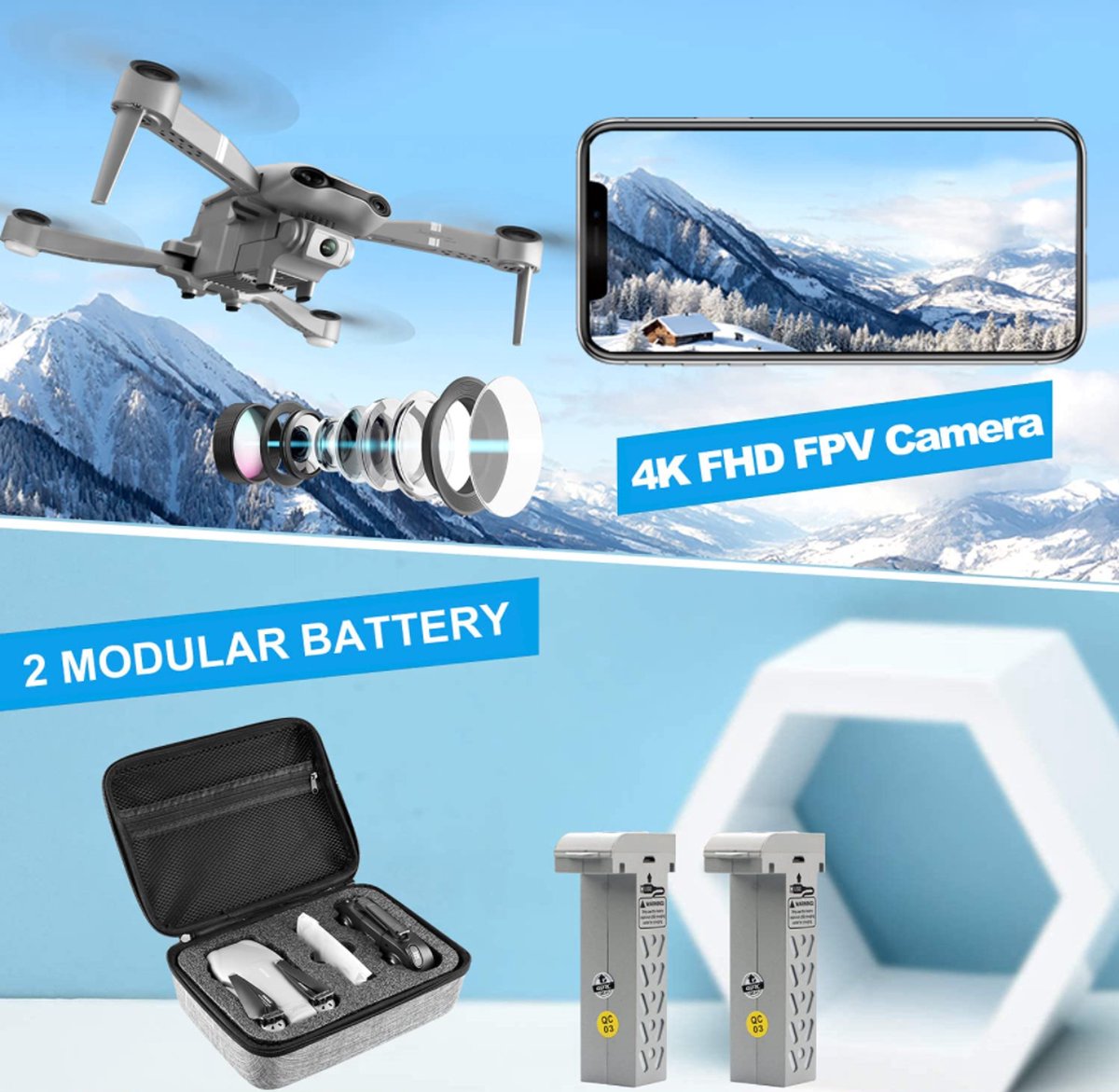 LUXWALLET Nocchi Lite - 30 KM/h - 2.4Ghz WiFI Drone (300 meter) thumbnail 6
