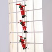 3 kerstman op ladder, klimmende kerstman, kerstman, op touwladder, kerstman, hangende decoratie voor muren, ramen, tuin, kerstboom, binnen en buiten