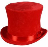 Hoge hoed Flair - Rood - Luxe Hoed - Carnaval - Een Stuk - Maat 60