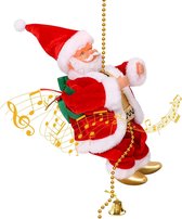 Klimmende kerstman aan touw voor binnen en buiten, elektrische kerstman, klimmen, kerstdecoratie, pluche pop, speelgoed voor muren, ramen, tuin en kerstboom