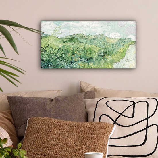 Tableau sur toile Van Gogh - Art - Maîtres anciens - Champ de maïs vert - 40x20 cm - Décoration murale