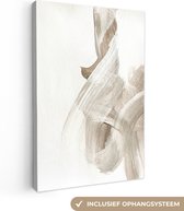 Canvas schilderij 120x180 cm - Wanddecoratie Abstract - Moderne kunst - Beige - Muurdecoratie woonkamer - Kamer decoratie modern - Abstracte schilderijen