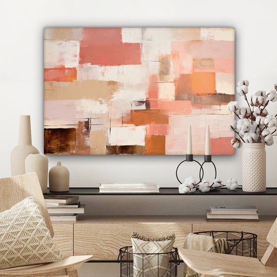 Peinture sur toile - Rose - Abstrait - 60x40 cm - Décoration murale