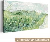 Canvas schilderij 160x80 cm - Wanddecoratie Van Gogh - Kunst - Oude meesters - Veld met groen koren - Muurdecoratie woonkamer - Slaapkamer decoratie - Kamer accessoires - Schilderijen