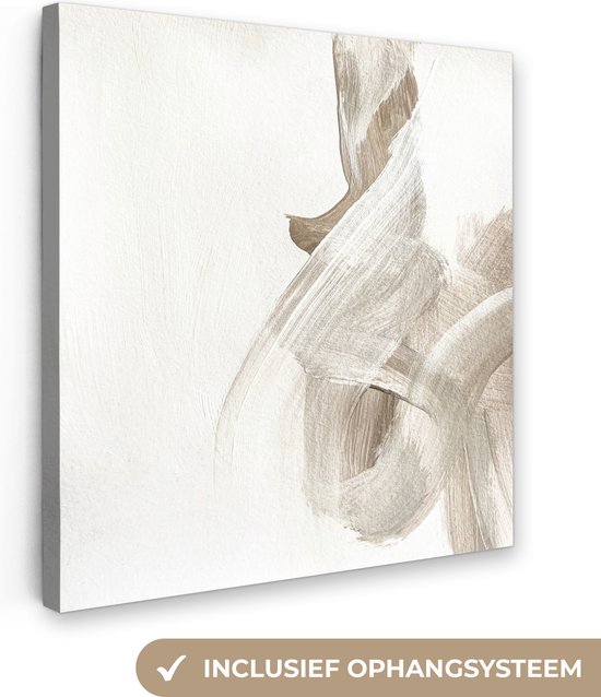 Canvas Schilderij Abstract - Moderne kunst - Beige - 20x20 cm - Wanddecoratie