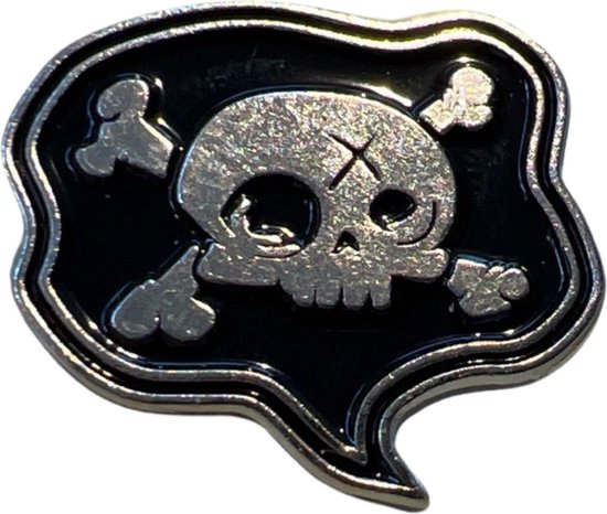 Piraat Schedel Tekstwolk Emaille Pin 2.5 cm / 2.3 cm / Zwart Zilver