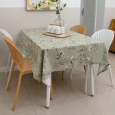 Tafelkleed rechthoekige bloemen, tafelkleden met pruimenbloemen, polyester, duurzaam, afwasbaar tafeldek voor keuken, eten, feesten (groen, 140 x 180 cm)
