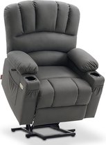 Mara Luxe Relaxstoel - Opstahulp - Ligfunctie - Televisiestoel - Elektrisch verstelbaar - USB - Microvezelstof - Grijs - ‎85 x 85 x 111 cm