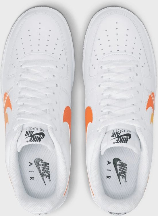 orange and white air force 1s