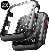 Hoesje geschikt voor Apple Watch Serie 1 / 2 / 3 - 38 mm Screen Protector - Podec Full Cover Hard Case - Zwart - 2 Stuks
