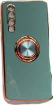 Huawei P30 hoesje met ring - Kickstand - Huawei - Goud detail - Handig - Hoesje met ring - 4 verschillende kleuren - zalm roze - Grijs/blauw - Groen - Paars