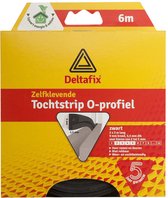 Deltafix Tochtstrip - tochtwering - zwart - zelfklevend - O-profiel - 6 m x 9 mm x 6 mm