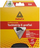 Deltafix Tochtstrip - tochtwering - zwart - zelfklevend - E-profiel - 6 m x 9 mm x 4 mm