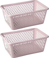 Plasticforte opbergmand/kastmandje - 2x - 6,5 liter - roze - kunststof - 20 x 30 x 11 cm