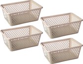 Plasticforte opbergmand/kastmandje - 4x - 6,5 liter - beige - kunststof - 20 x 30 x 11 cm