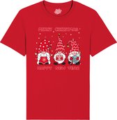 Christmas Gnomies - Foute kersttrui kerstcadeau - Dames / Heren / Unisex Kleding - Grappige Kerst Outfit - T-Shirt - Unisex - Rood - Maat L