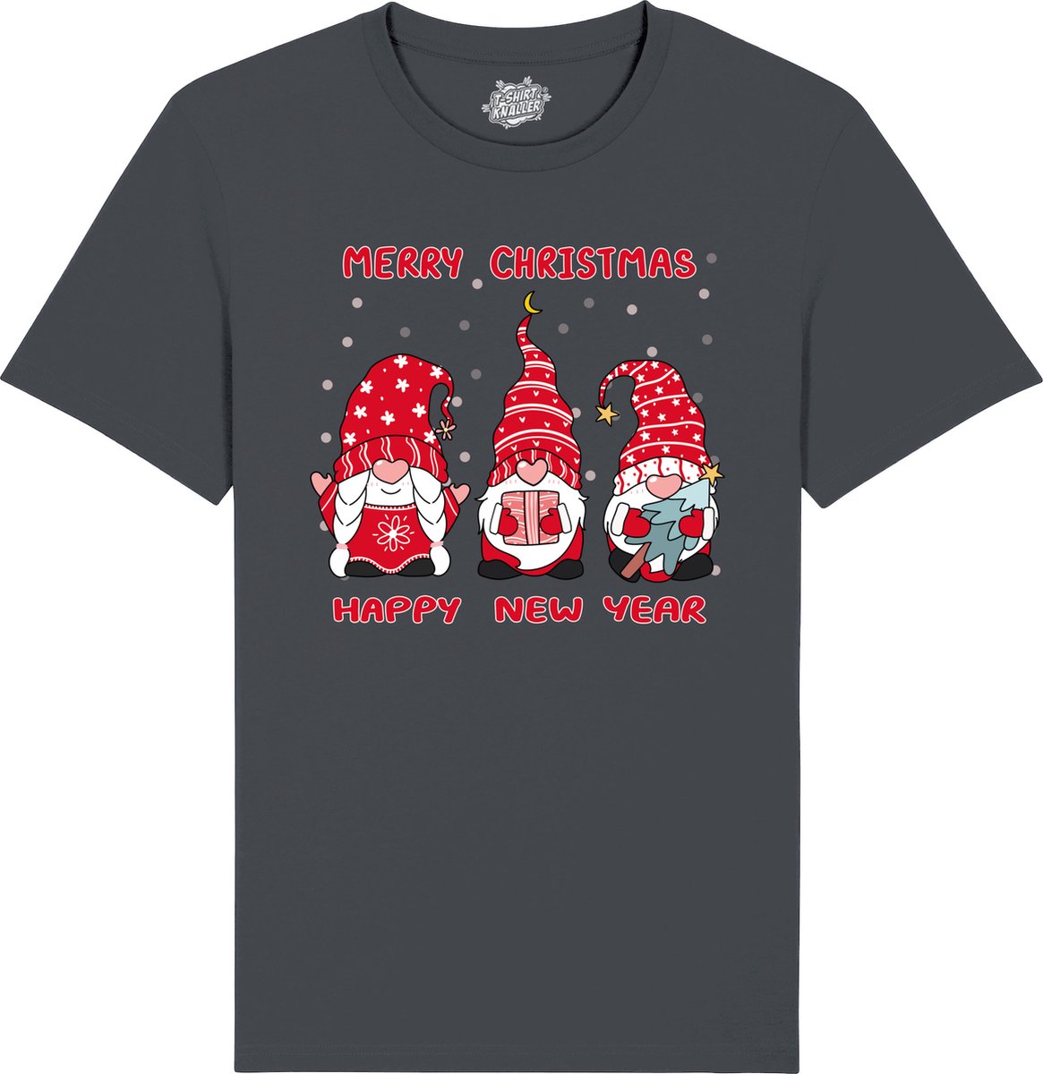 Christmas Gnomies - Foute kersttrui kerstcadeau - Dames / Heren / Unisex Kleding - Grappige Kerst Outfit - T-Shirt - Unisex - Mouse Grijs - Maat L