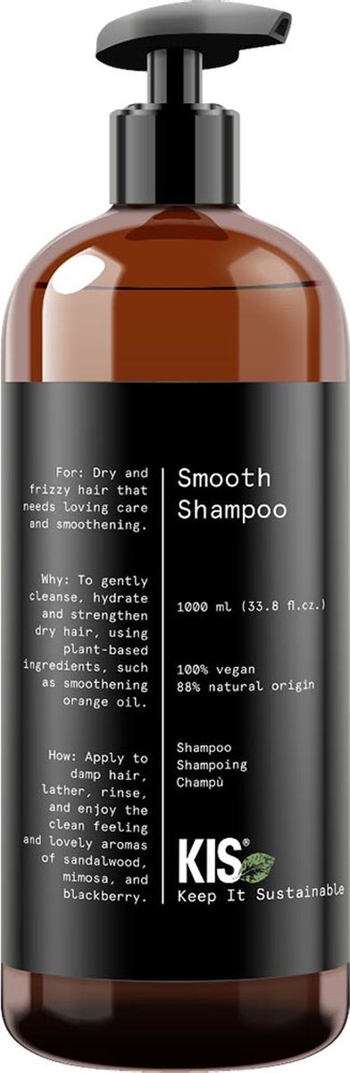 KIS Green Smooth Shampoo 1000 ml - Normale shampoo vrouwen - Voor Alle haartypes