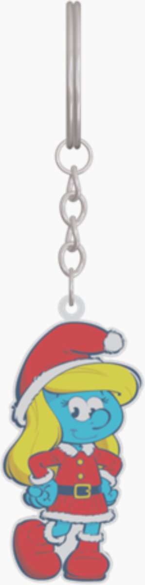 sleutelhanger smurf - Metaal - Smurfin als kerstvrouw - 6 cm