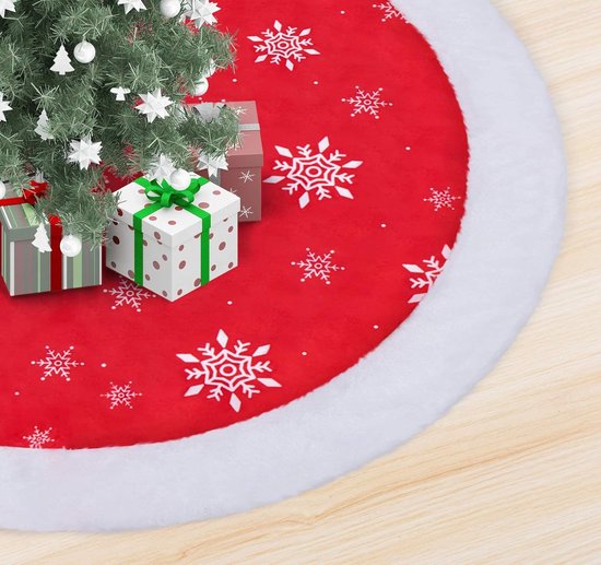 Jupe De Sapin De Noël En Lin Naturel Avec Flocons De Neige – Diamètre 80 Cm, Décoration Et Protection Du Sol