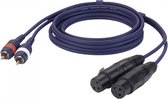 Câble DAP Audio XLR vers RCA 1,5 m - Câble de transition 2x XLR Femelle vers 2x RCA (Tulipe) - 1,5 m