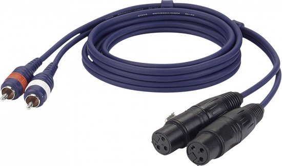 DAP Audio XLR naar RCA Kabel 1,5m - 2x XLR Female naar 2x RCA (Tulp) overgangskabel - 1,5m