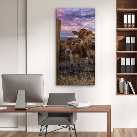 MuchoWow® Peinture sur verre 60x120 cm - Peinture sur verre - Vache - Animaux - Vaches - Photo sur verre acrylique - Peintures