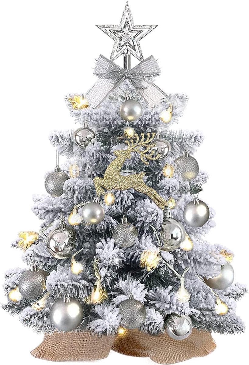 Mini-kerstboom, kunstkerstboom, 60 cm, kleine kerstboom met 18. Kerstdecoratie, tafelkerstboom, geschikt voor Kerstmis en Nieuwjaar, huis, kantoordecoratie