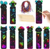 48 stuks Rainbow Bookmarksm, Animal Rainbow Bookmarksm, met 48 kleurrijke touwen, 24 hout Stylus, voor Kids Party Favor, Craft Supplies,Classroom Activiteiten