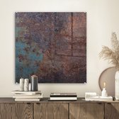 MuchoWow® Peinture sur verre 50x50 cm - Peinture acrylique sur verre - Rouille - Mur - Blauw - Photo sur verre - Peintures