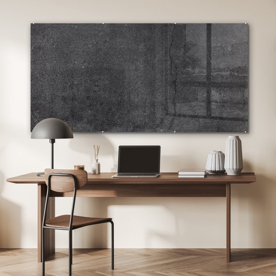 MuchoWow® Peinture sur Verre - Béton - Gris - Mur - Ciment - 160x80 cm - Peintures sur Verre Acrylique - Photo sur Glas