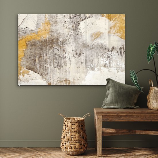 MuchoWow® Peinture sur Verre - Peinture - Or - Jaune - 90x60 cm - Peintures sur Verre Acrylique - Photo sur Glas