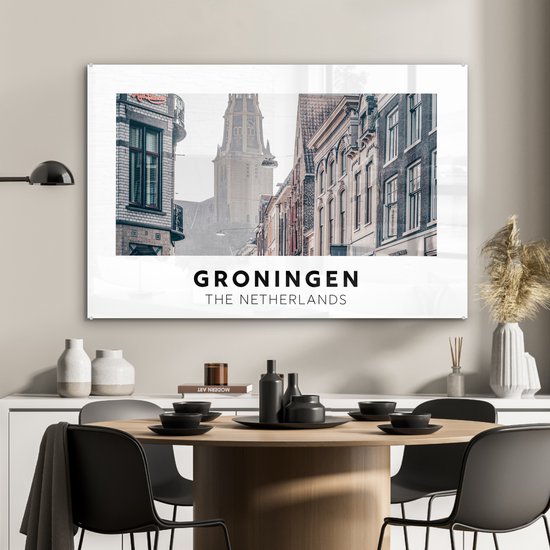 MuchoWow® Peinture sur verre - Groningue - Nederland - Tour - 90x60 cm - Peintures sur verre acrylique - Photo sur Glas