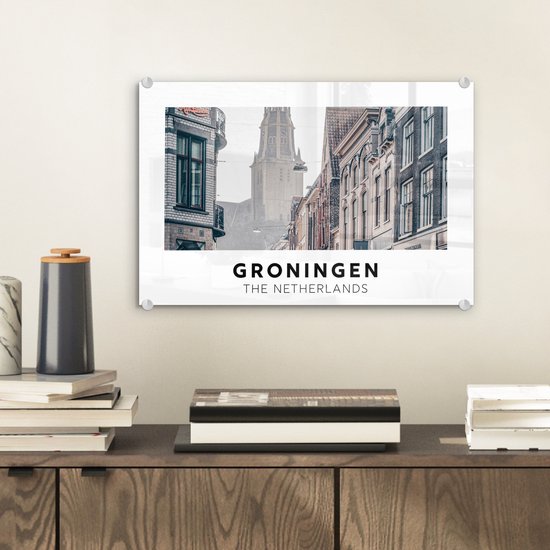 MuchoWow® Peinture sur Verre - Groningen - Nederland - Tour - 30x20 cm - Peintures sur Verre Acrylique - Photo sur Glas