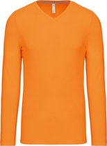 2 Pack Kariban Herenshirt met lange mouwen en V-hals Orange - L